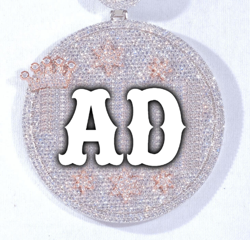CUSTOM LETTER NECKLACE 3D BIG CROWN DISC