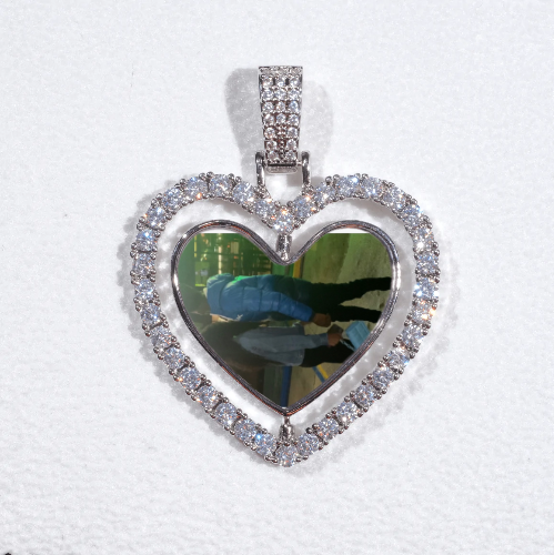 3D Spinning 2-Faced Heart Custom Picture Pendant