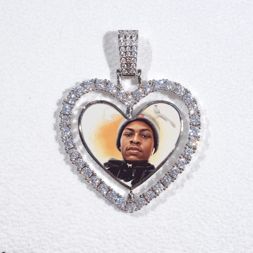 3D Spinning 2-Faced Heart Custom Picture Pendant