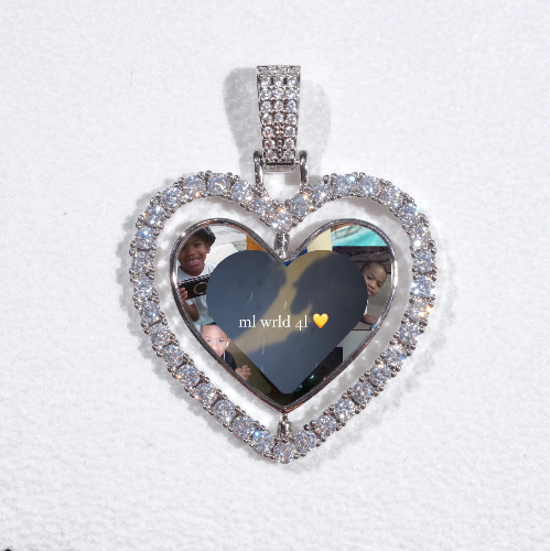 3D Spinning 2-Faced Heart Custom Picture Pendant