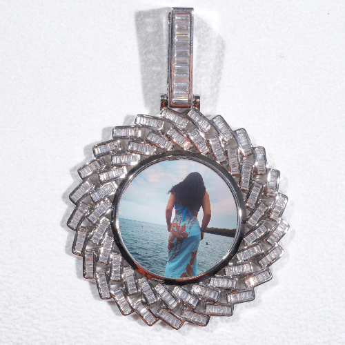 Large 3D Baguette Custom Picture Pendant