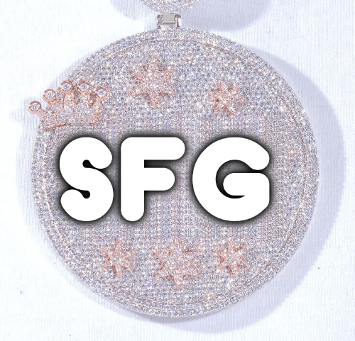 CUSTOM LETTER NECKLACE 3D BIG CROWN DISC