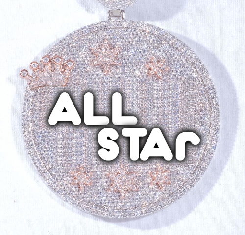 CUSTOM LETTER NECKLACE 3D BIG CROWN DISC