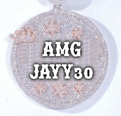 CUSTOM LETTER NECKLACE 3D BIG CROWN DISC