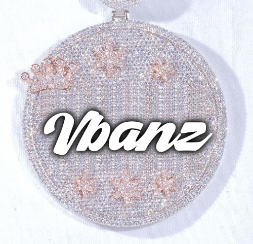 CUSTOM LETTER NECKLACE 3D BIG CROWN DISC