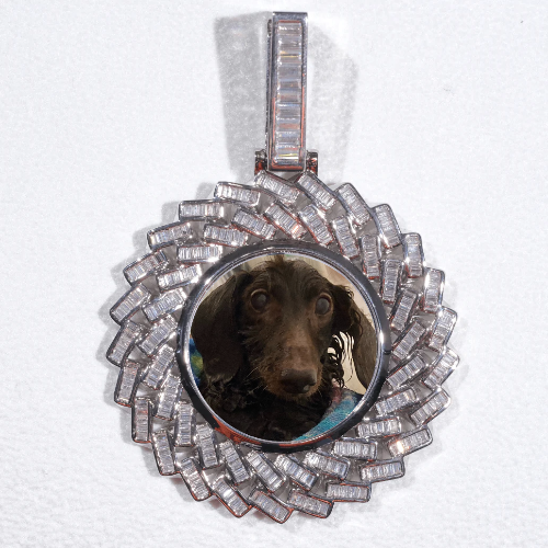 Large 3D Baguette Custom Picture Pendant