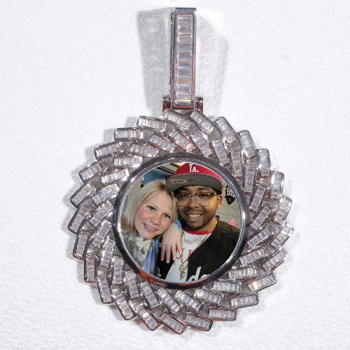 Large 3D Baguette Custom Picture Pendant