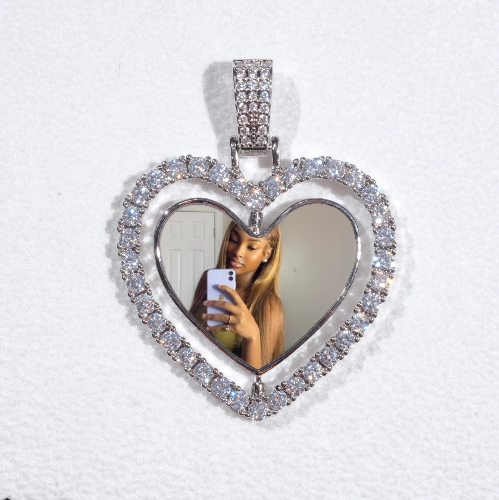 3D Spinning 2-Faced Heart Custom Picture Pendant