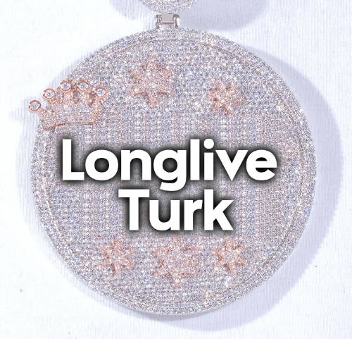 CUSTOM LETTER NECKLACE 3D BIG CROWN DISC