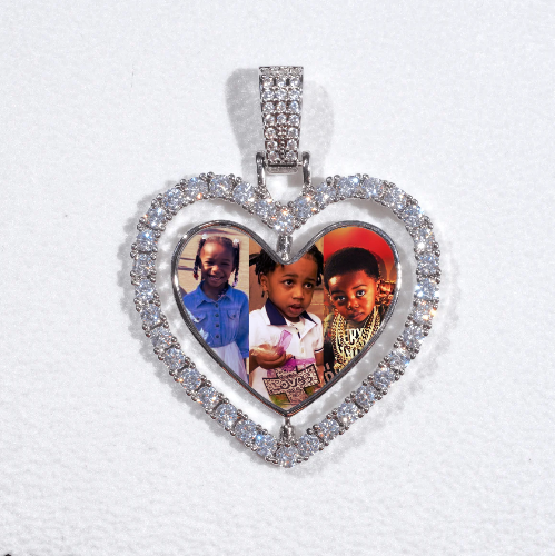 3D Spinning 2-Faced Heart Custom Picture Pendant