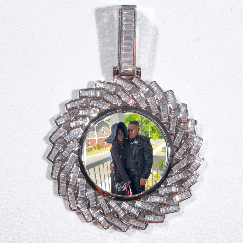 Large 3D Baguette Custom Picture Pendant