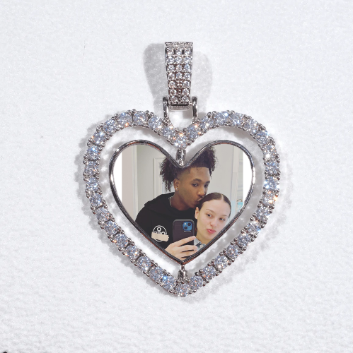 3D Spinning 2-Faced Heart Custom Picture Pendant