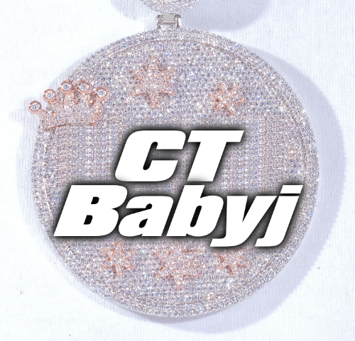 CUSTOM LETTER NECKLACE 3D BIG CROWN DISC