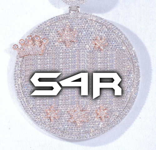CUSTOM LETTER NECKLACE 3D BIG CROWN DISC