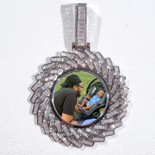 Large 3D Baguette Custom Picture Pendant
