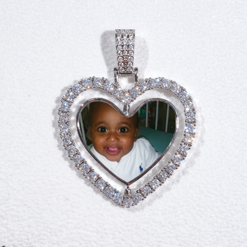 3D Spinning 2-Faced Heart Custom Picture Pendant