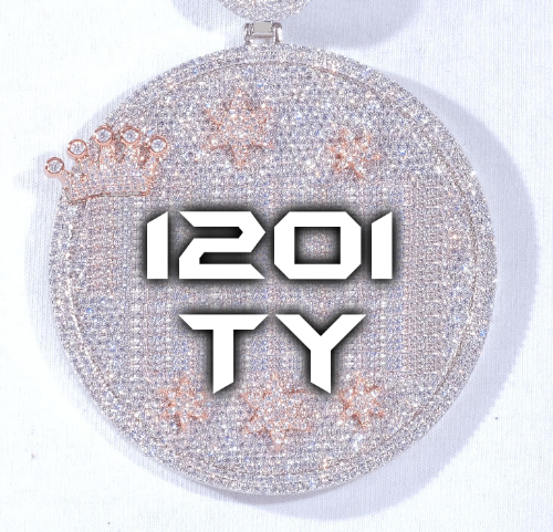 CUSTOM LETTER NECKLACE 3D BIG CROWN DISC