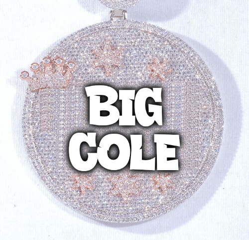 CUSTOM LETTER NECKLACE 3D BIG CROWN DISC