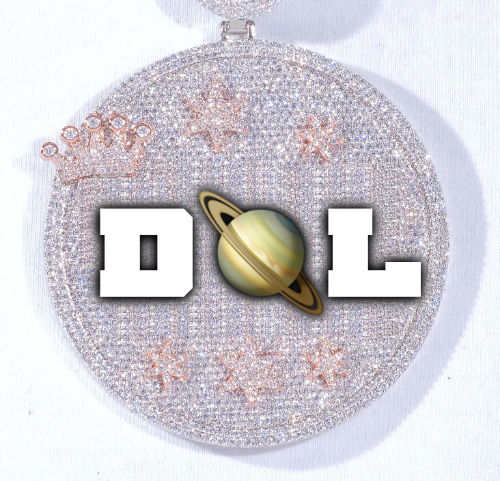 CUSTOM LETTER NECKLACE 3D BIG CROWN DISC