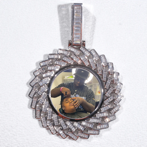 Large 3D Baguette Custom Picture Pendant
