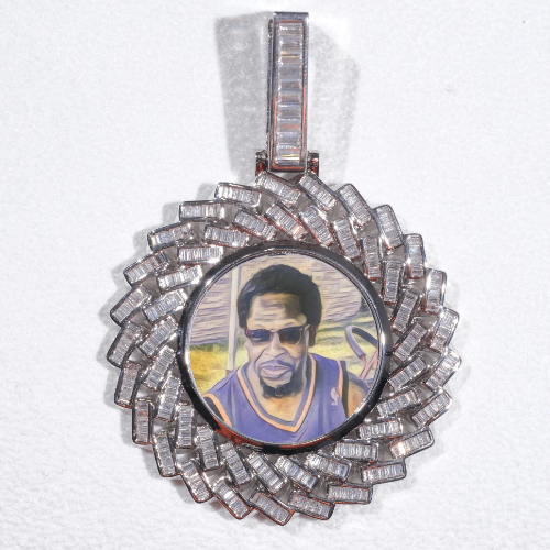 Large 3D Baguette Custom Picture Pendant