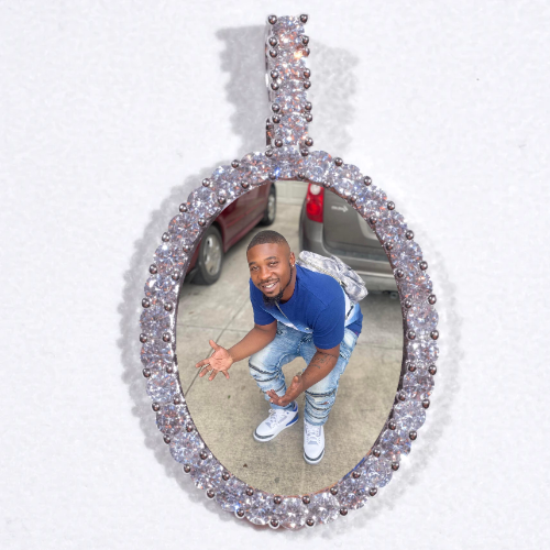 Large 3D Oval Custom Picture Pendant