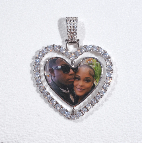 3D Spinning 2-Faced Heart Custom Picture Pendant