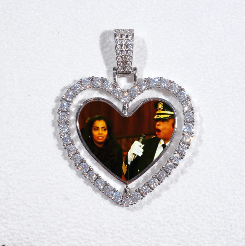 3D Spinning 2-Faced Heart Custom Picture Pendant