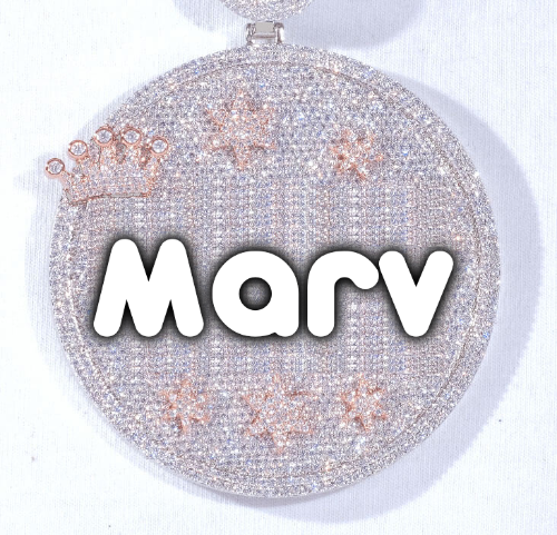 CUSTOM LETTER NECKLACE 3D BIG CROWN DISC