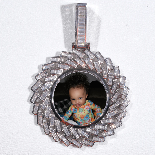Large 3D Baguette Custom Picture Pendant