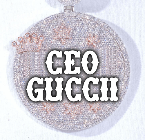 CUSTOM LETTER NECKLACE 3D BIG CROWN DISC