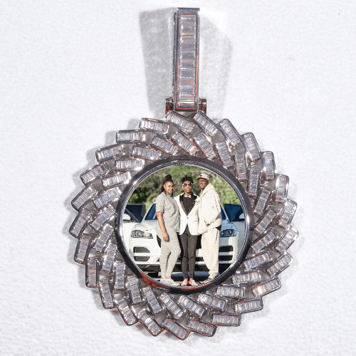 Large 3D Baguette Custom Picture Pendant