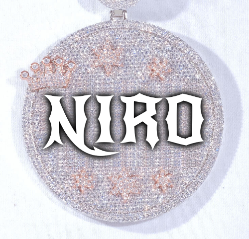 CUSTOM LETTER NECKLACE 3D BIG CROWN DISC