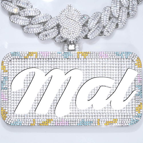 CUSTOM LETTER NECKLACE 3D COLORFUL SQUARE