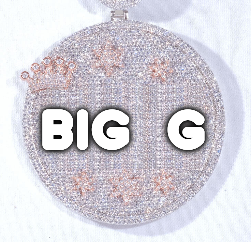 CUSTOM LETTER NECKLACE 3D BIG CROWN DISC