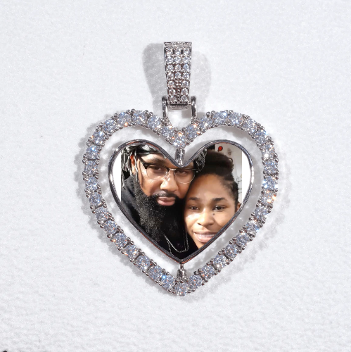 3D Spinning 2-Faced Heart Custom Picture Pendant