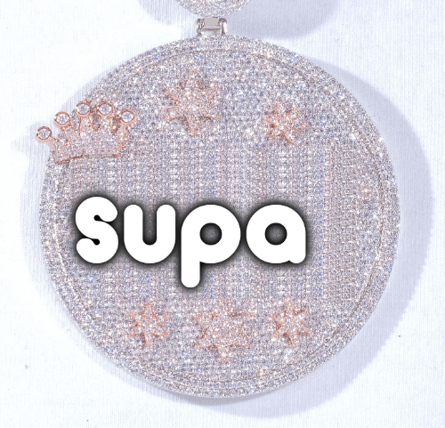 CUSTOM LETTER NECKLACE 3D BIG CROWN DISC