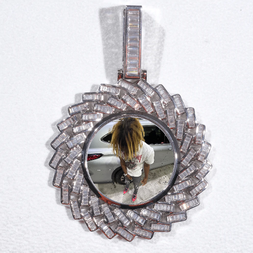 Large 3D Baguette Custom Picture Pendant