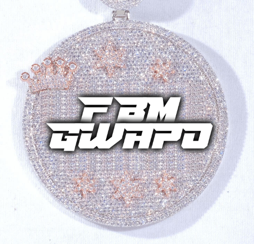 CUSTOM LETTER NECKLACE 3D BIG CROWN DISC