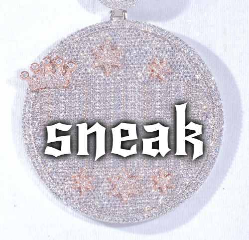 CUSTOM LETTER NECKLACE 3D BIG CROWN DISC