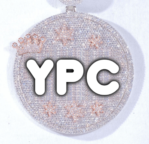 CUSTOM LETTER NECKLACE 3D BIG CROWN DISC