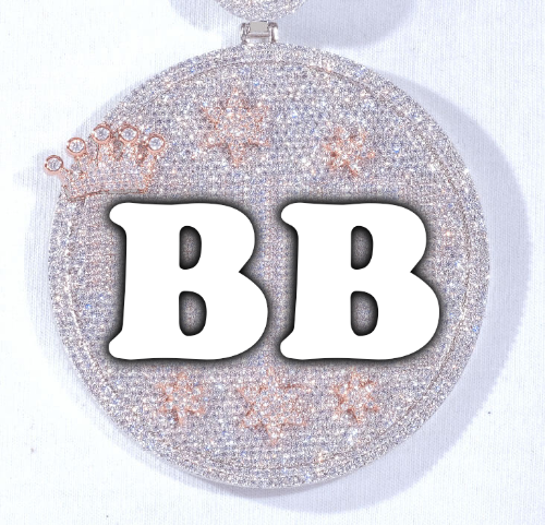CUSTOM LETTER NECKLACE 3D BIG CROWN DISC