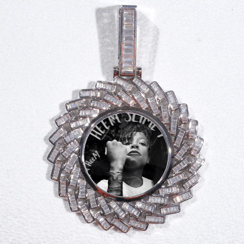 Large 3D Baguette Custom Picture Pendant