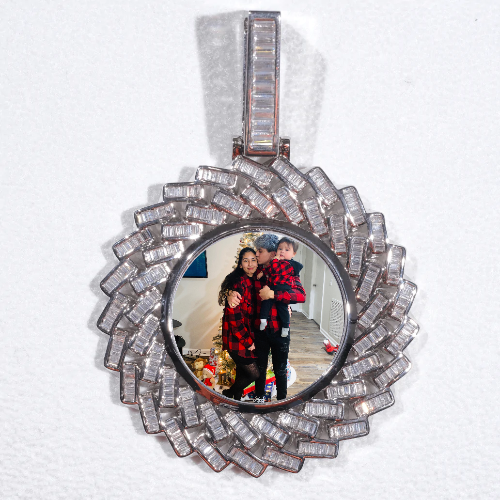 Large 3D Baguette Custom Picture Pendant