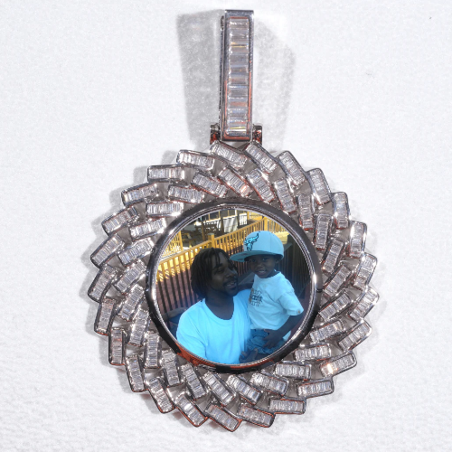 Large 3D Baguette Custom Picture Pendant