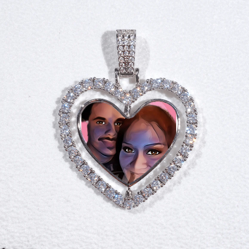 3D Spinning 2-Faced Heart Custom Picture Pendant