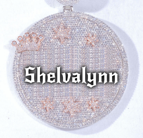 CUSTOM LETTER NECKLACE 3D BIG CROWN DISC