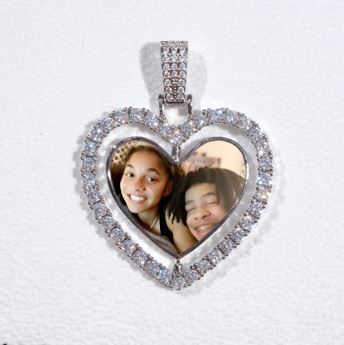 3D Spinning 2-Faced Heart Custom Picture Pendant