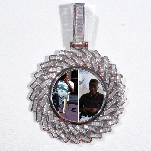 Large 3D Baguette Custom Picture Pendant