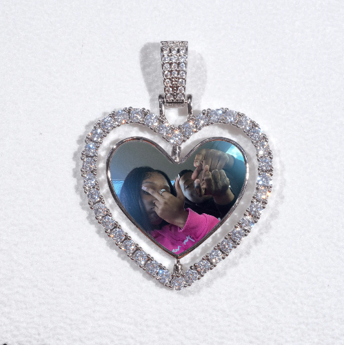 3D Spinning 2-Faced Heart Custom Picture Pendant